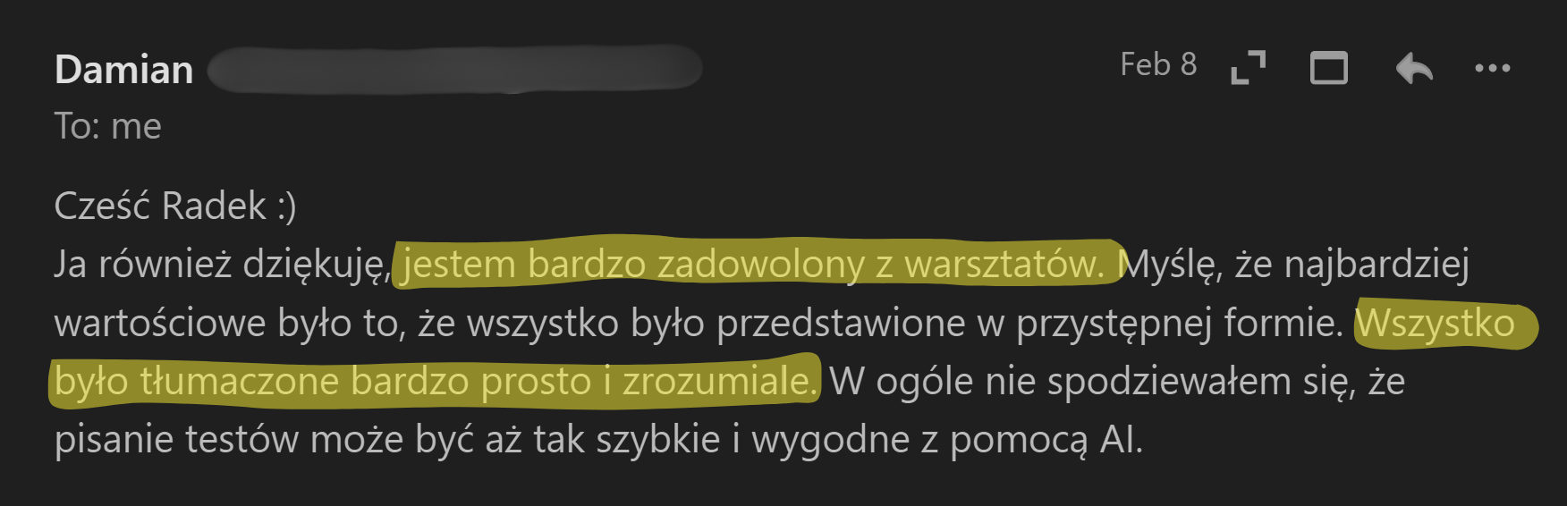 Opinia uczestnika kursu 1